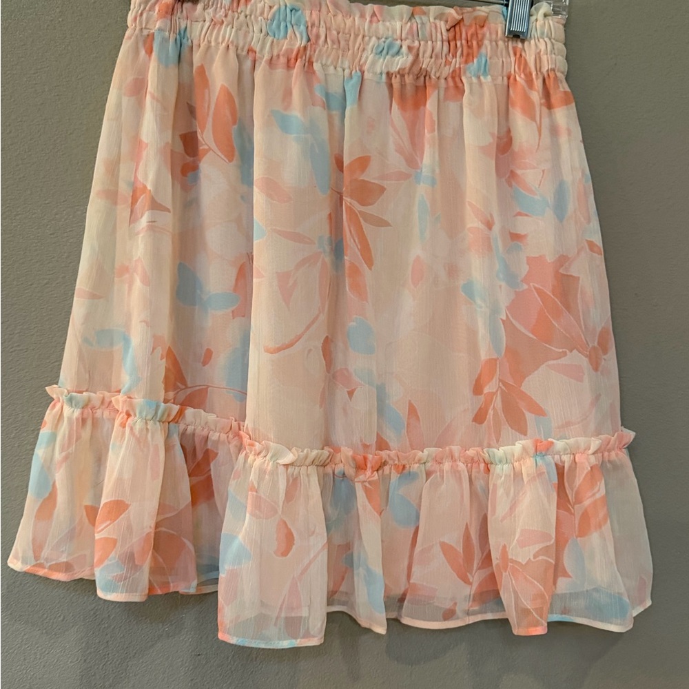 LC Lauren Conrad Peach and Blue Floral Mini Skirt NWOT